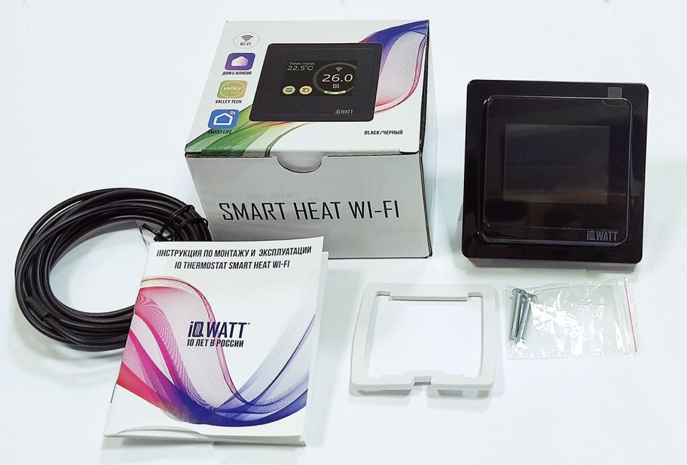 Терморегулятор с цветным сенсорным TFT дисплеем SMART HEAT Wi-Fi BLACK и голосовым управлением Алиса