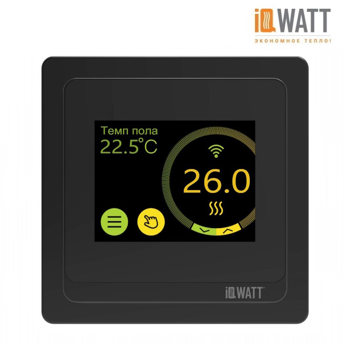 Терморегулятор с цветным сенсорным TFT дисплеем SMART HEAT Wi-Fi BLACK и голосовым управлением Алиса