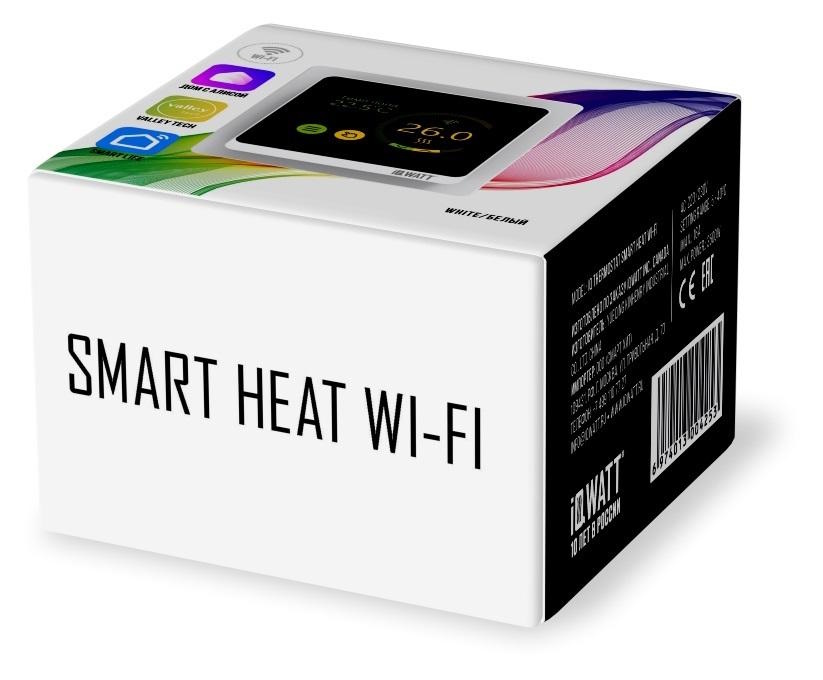 Терморегулятор с цветным сенсорным TFT дисплеем SMART HEAT Wi-Fi WHITE и голосовым управлением Алиса