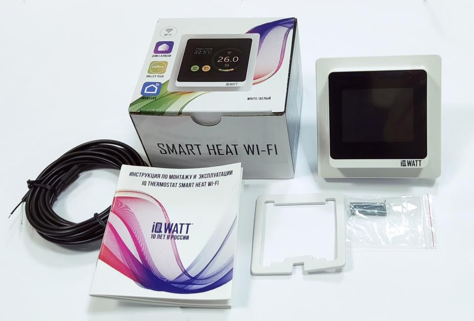 Терморегулятор с цветным сенсорным TFT дисплеем SMART HEAT Wi-Fi WHITE и голосовым управлением Алиса
